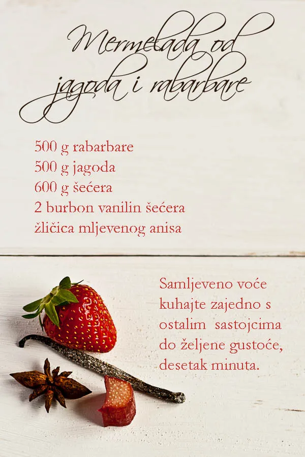 marmelada od rabarbare, jagoda i anisa recept