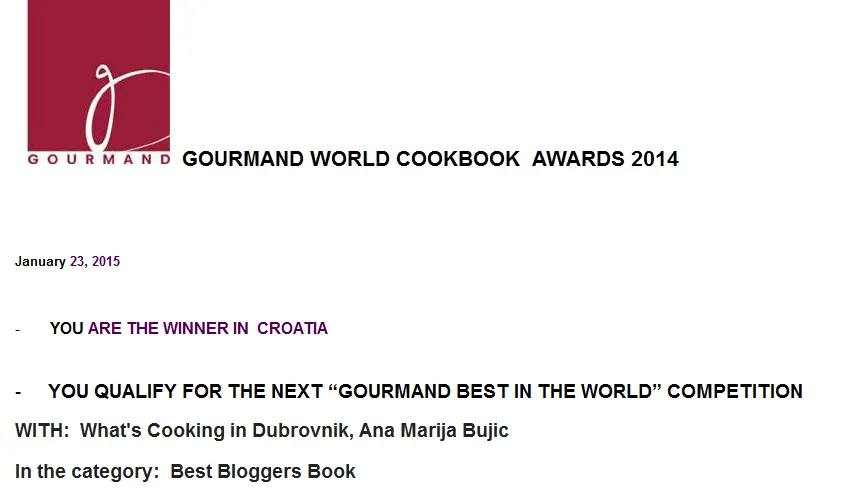 Gourmand International, What's Cooking in Dubrovnik