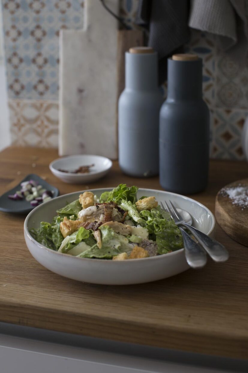 Cezar salata, sous vide bataci